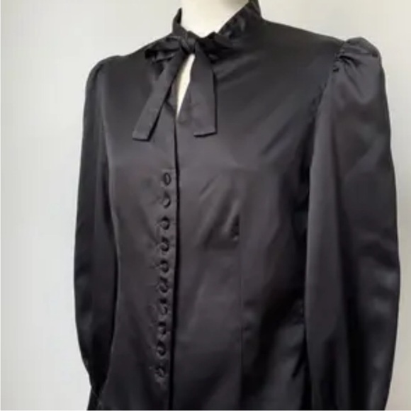 Tom Ford Black Satin Button-Down Blouse - Picture 5 of 11